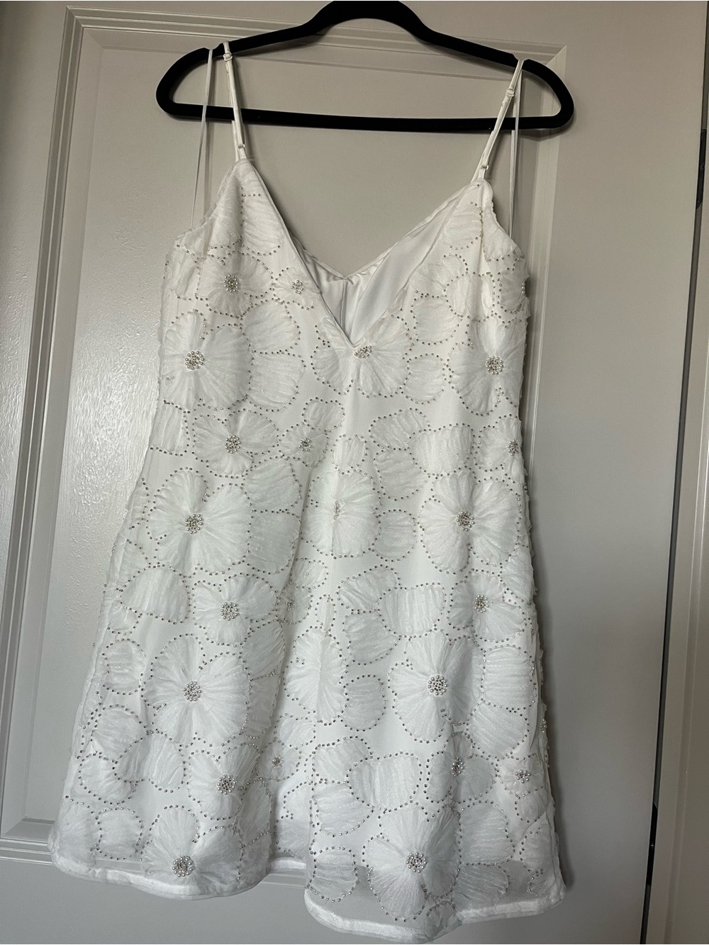 NWT White Beaded Floral Slip Dress - Picture 6 of 7